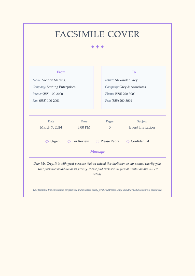 Bordered elegant fax cover page